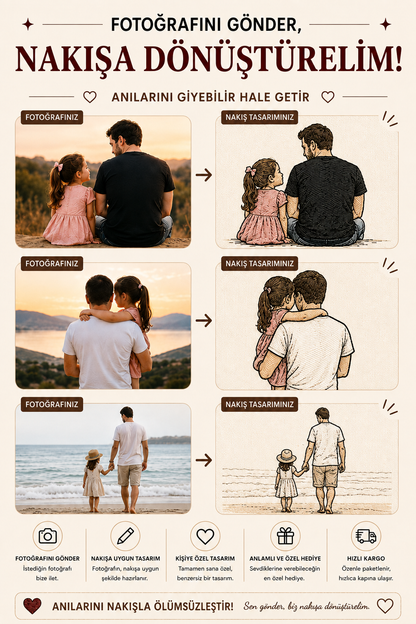DAD YAZILI KİŞİYE ÖZEL FOTOĞRAF NAKIŞI