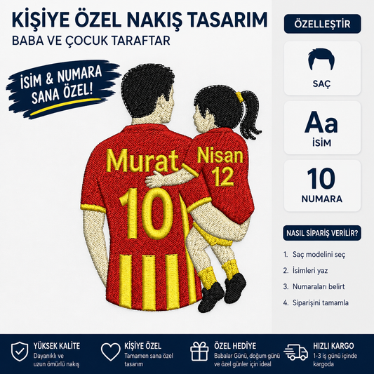 Kişiye Özel Takımlı Baba veya Anne + Çocuk Tasarımı