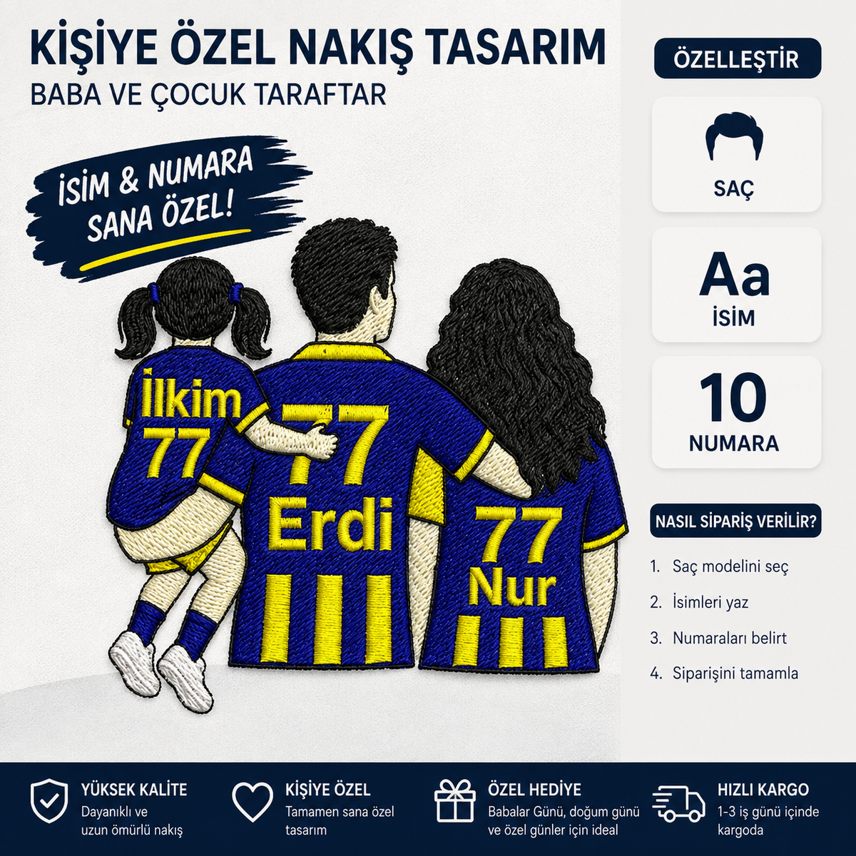 Kişiye Özel ANNE BABA ÇOCUK NAKIŞI