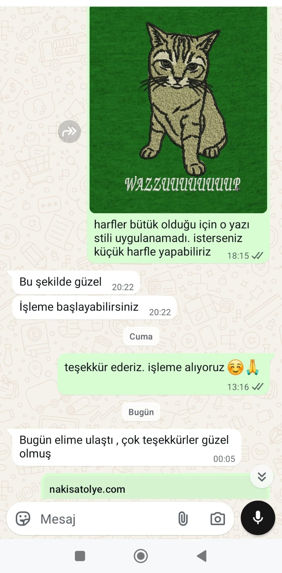 Müşteri memnuniyeti WhatsApp mesajı