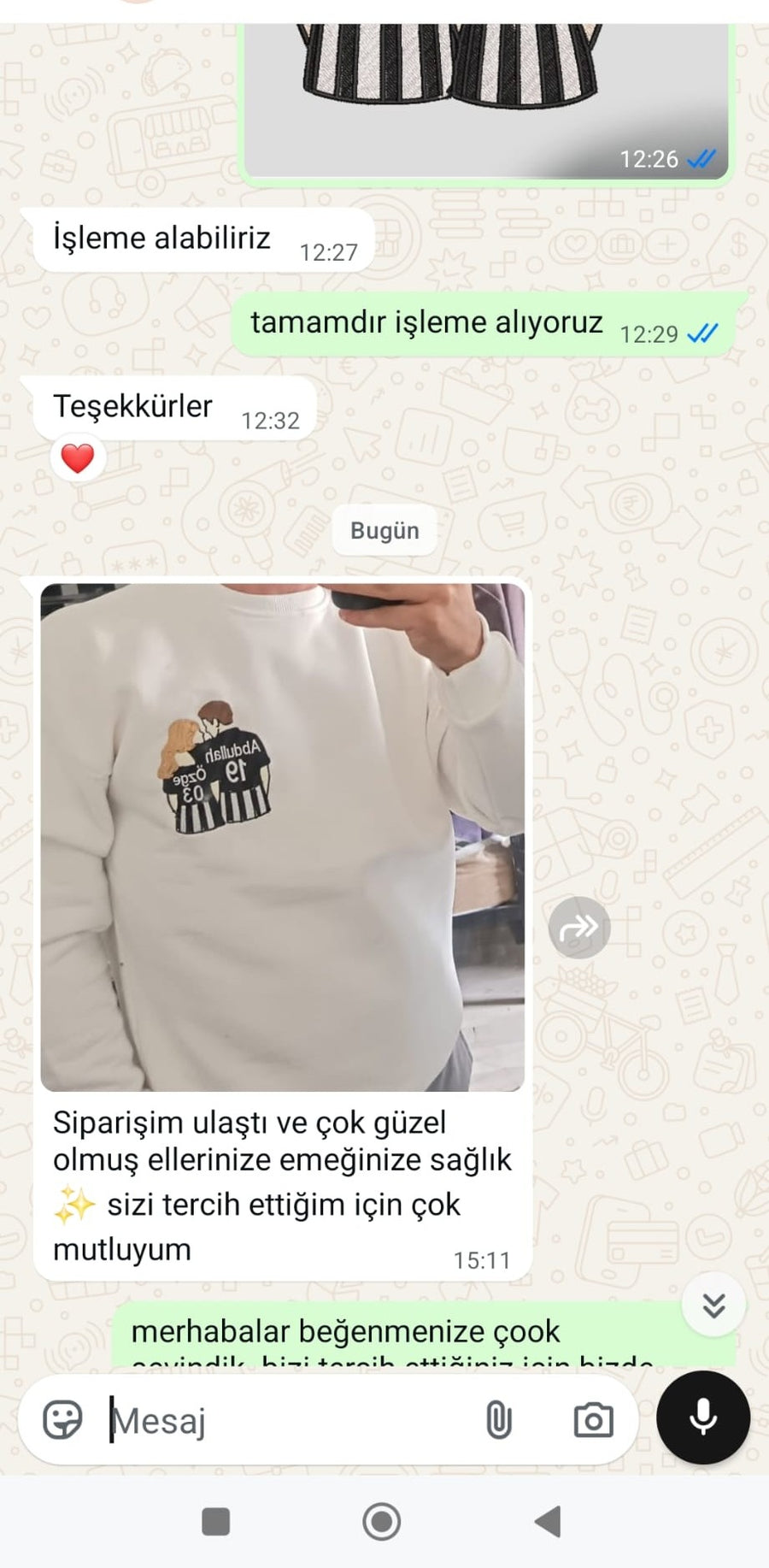 Müşteri memnuniyeti WhatsApp mesajı