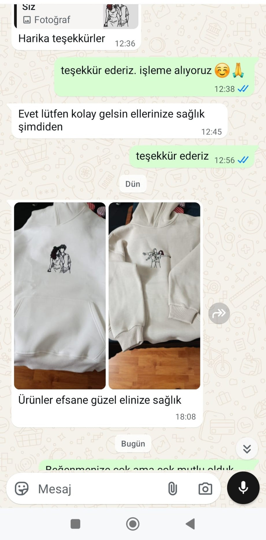 Müşteri memnuniyeti WhatsApp mesajı