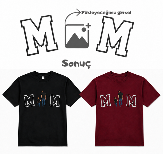 Kişiye Özel ''MOM'' Yazılı Fotoğraf Nakışı