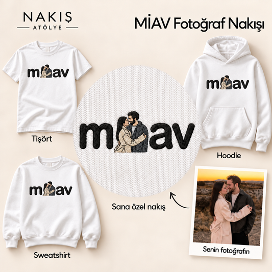MİAV Fotoğraf Nakışı — çerçevesiz nakış detayı ve ürün seçenekleri.