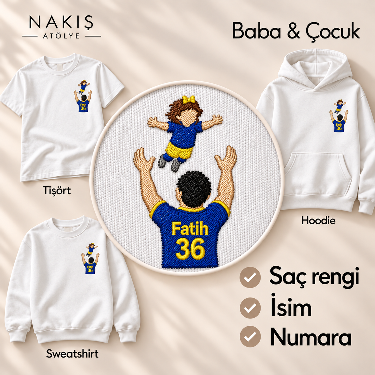 Baba & Çocuk – nakış detaylı ürün kapağı