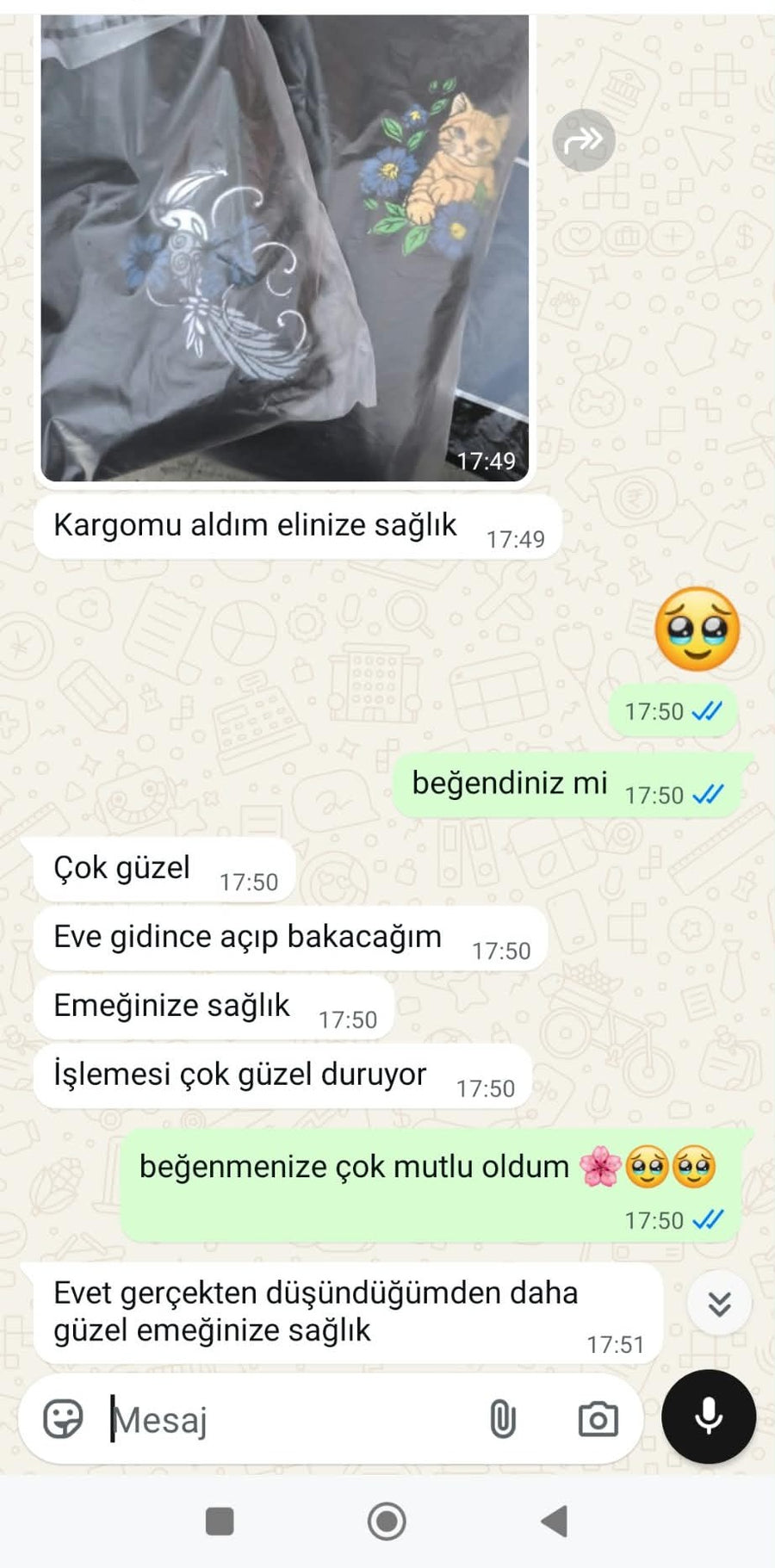 Müşteri memnuniyeti WhatsApp mesajı