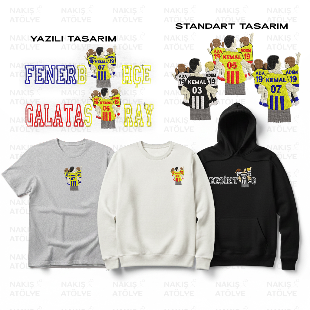 Kişiye Özel Baba ve Çocukları Nakışı